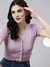 SHOWOFF Women's V-Neck Solid Regular Sleeves Fitted Lavender Crop Top