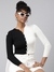SHOWOFF Women's Black Colorblocked Fitted Crop Top