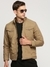 Men's Brown Mock Collar Solid Tailored Jacket
