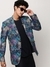 SHOWOFF Men's Notched Lapel Printed Blue Single-Breasted Blazer