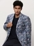 SHOWOFF Men's Notched Lapel Printed White Single-Breasted Blazer