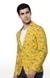 SHOWOFF Men Yellow Printed Notched Lapel Full Sleeves Open Front Blazer