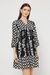 Printed Blended Fabric Collared Women's Mini Dress