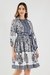 Printed Blended Fabric Collared Women's Knee Length Dress