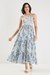 Printed Square Neck Cotton Women's Ankle Length Tiered Dress