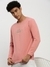 SHOWOFF Men's Round Neck Typography Long Sleeves Peach Pullover