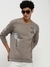 SHOWOFF Men's Round Neck Typography Long Sleeves Taupe Pullover