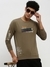 SHOWOFF Men's Round Neck Typography Long Sleeves Olive Pullover