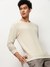 SHOWOFF Men's Round Neck Self Design Beige Sweatshirt
