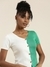 SHOWOFF Women's V-Neck Colourblocked Regular Green Top