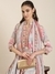 SHOWOFF Women's Mandarin Collar Floral Above Knee Regular Grey Straight Kurta Set