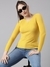 SHOWOFF Women's Yellow Solid Fitted Top