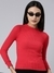 SHOWOFF Women's Solid Regular Sleeves Red  Regular Top