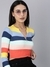 SHOWOFF Women's Horizontal Stripes Regular Sleeves Multi  Crop Top