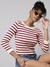 SHOWOFF Women's Pink Horizontal Stripes Fitted Top
