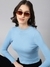 SHOWOFF Women's Solid Regular Sleeves Blue  Regular Top
