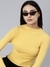 SHOWOFF Women's Solid Regular Sleeves Yellow  Regular Top