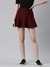SHOWOFF Women's Casual Above Knee Flared Solid Burgundy Skirt
