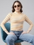 SHOWOFF Women's Orange Horizontal Stripes Fitted Crop Top