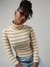 SHOWOFF Women's Yellow Horizontal Stripes Fitted Crop Top