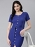 SHOWOFF Women's Round Neck Solid Bodycon Blue Knee Length Dress