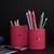 Pen/Pencil Holder |Round | Faux Leather | Himalaya Series | Pink | Large