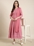 SHOWOFF Women's Anarkali Pink Embellished Kurta Comes with Dupatta & Detachable Inner Lining