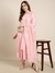 SHOWOFF Women's Anarkali Pink Solid Kurta and Trousers Set Comes With Dupatta