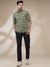 Men Regular Fit Checkered Medium Green Shirt