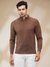 Men Regular Fit Solid Medium Brown Sweater