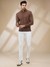 Men Regular Fit Solid Medium Brown Sweater