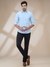 Men Regular Fit Solid Medium Blue Shirt