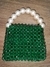 Green Minitial Bag with Pearl Handle