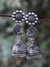 Firoza Oxidized Silver Toned Three Tier Jhumki