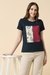 Women Navy Printed Casual T-shirt