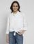 American Eagle Women White  Bestie Long-Sleeve Button-Up Shirt