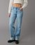 American Eagle Women Blue Stretch High-Waisted Stovepipe Cuffed Jean