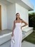 White and pink striped maxi dress