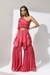 Pink Ruched Asymmetric Sharara with an Embroidered Belt