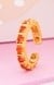 Estele Gold Plated CZ Multiple Square Band Ring with Orange Stones for Women (adjustable)