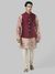 Ethnix By Raymond Medium Maroon Kurta With Bundi And Churidar