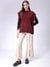 Women Red Loose Fit Solid Sweater