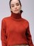 Women Relaxed Fit Drop Shoulder High Neck Argyle Sweater