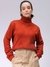 Women Relaxed Fit Drop Shoulder High Neck Argyle Sweater
