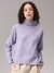 Women Purple Relaxed Fit Argyle Regular High Neck Sweater