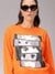 Women Orange Relaxed Fit Typographic Regular Sweatshirt