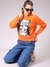 Women Orange Relaxed Fit Typographic Regular Sweatshirt