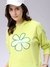 Women Yellow Relaxed Fit Holographic Hooded Sweatshirt