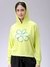 Women Yellow Relaxed Fit Holographic Hooded Sweatshirt