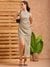 Women Freehand Grey A line Solid Partywear Draped Dress